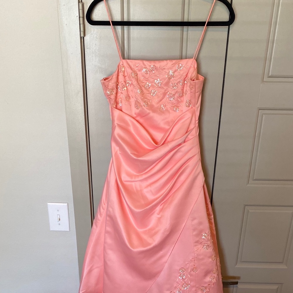 Coral Floor Length Prom Dress